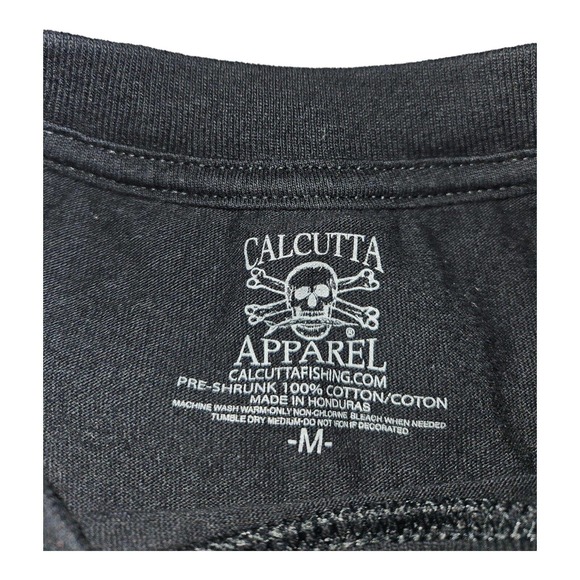 Calcutta T-Shirt Medium Men's Short Sleeve Black Graphic Print Fishing Adventure - Picture 3 of 6